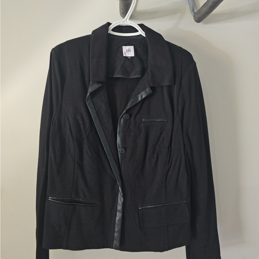 CAbi Black Women's Blazer with Satin Trim